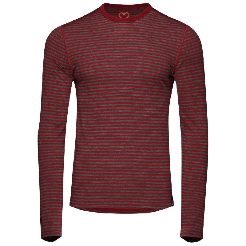 Ladies long-sleeve tops trendy navy-Mens Merino 180 Long Sleeve Crew (Mini Stripe Red/Smoke)