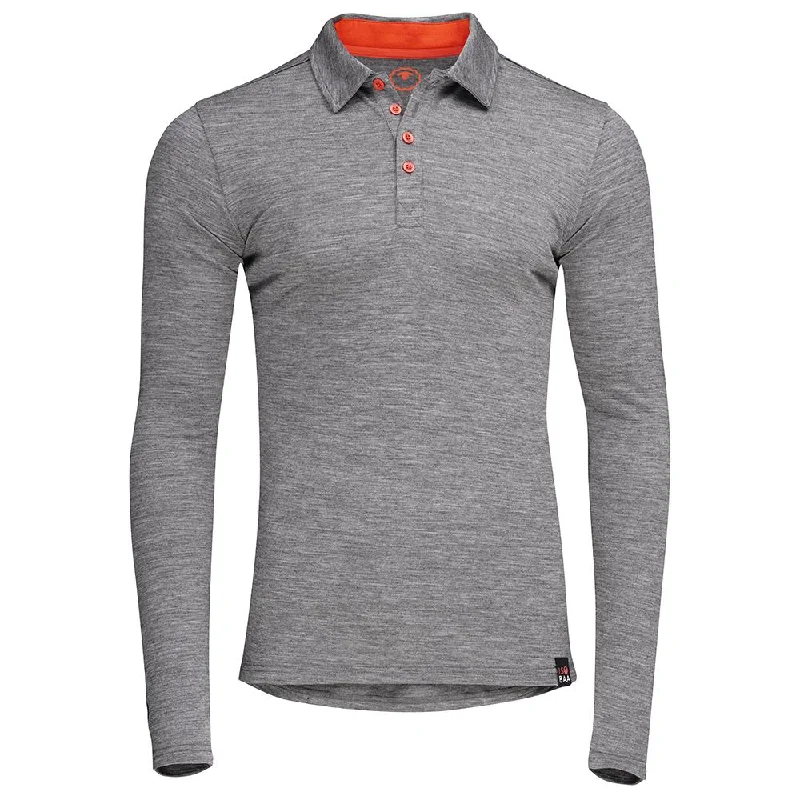 Ladies long-sleeve tops breathable navy-Mens Merino 200 Long Sleeve Polo Shirt (Charcoal/Orange)