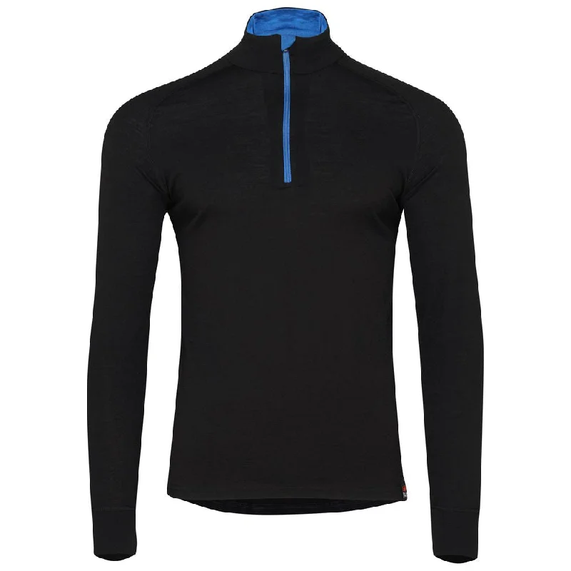 Ladies long-sleeve tops slim gray-Mens Merino 200 Long Sleeve Zip Neck (Black)