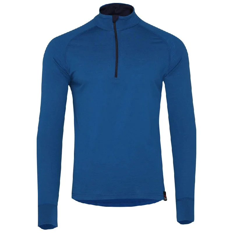 Ladies long-sleeve tops stylish navy-Mens Merino 200 Long Sleeve Zip Neck (Blue)