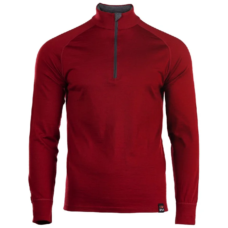 Ladies long-sleeve tops everyday gray-Mens Merino 200 Long Sleeve Zip Neck (Red)