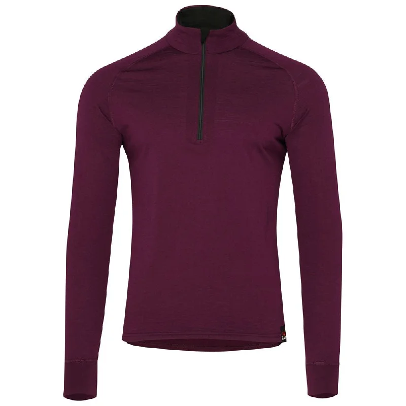 Ladies long-sleeve tops lightweight green-Mens Merino 200 Long Sleeve Zip Neck (Wine)