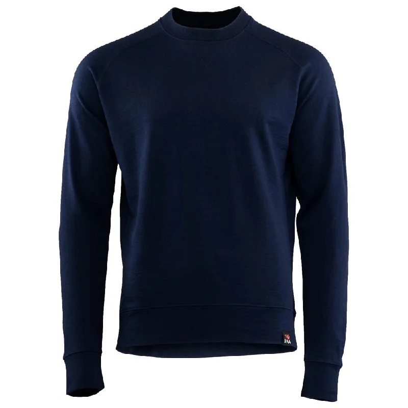 Ladies long-sleeve tops everyday brown-Mens Merino 260 Lounge Sweatshirt (Navy)