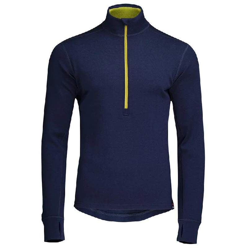 Ladies long-sleeve tops breathable gray-Mens Merino 320 Long Sleeve Half Zip (Navy/Lime)