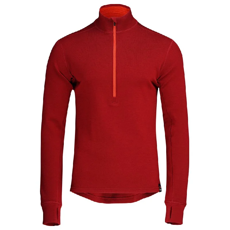 Ladies long-sleeve tops cozy white-Mens Merino 320 Long Sleeve Half Zip (Red/Orange)