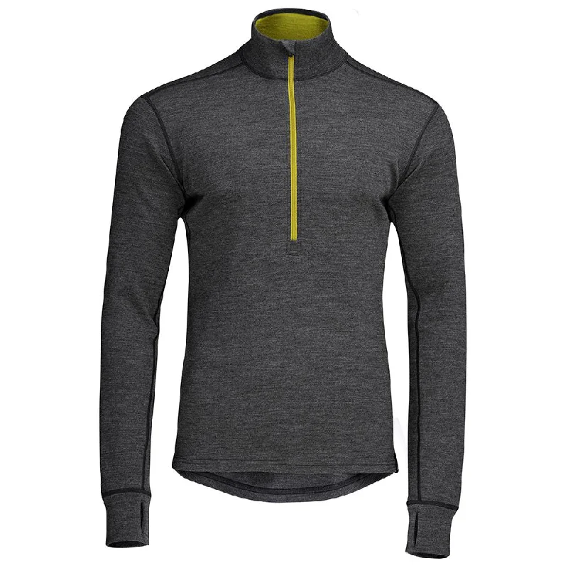 Ladies long-sleeve tops elegant navy-Mens Merino 320 Long Sleeve Half Zip (Smoke/Lime)